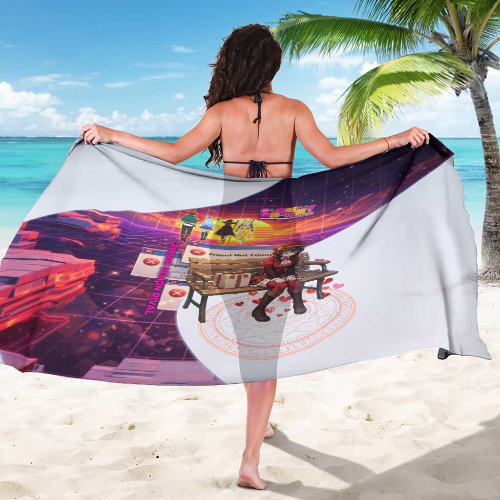 Friend Not Found Konosuba Tribute Sarong Vaporwave Digital Nostalgia Style