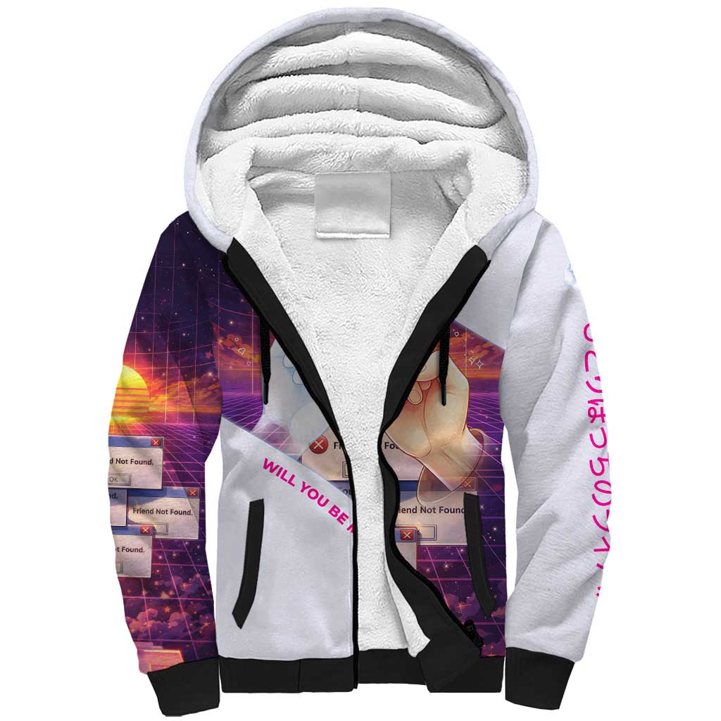 Friend Not Found Konosuba Tribute Sherpa Hoodie Vaporwave Digital Nostalgia Style