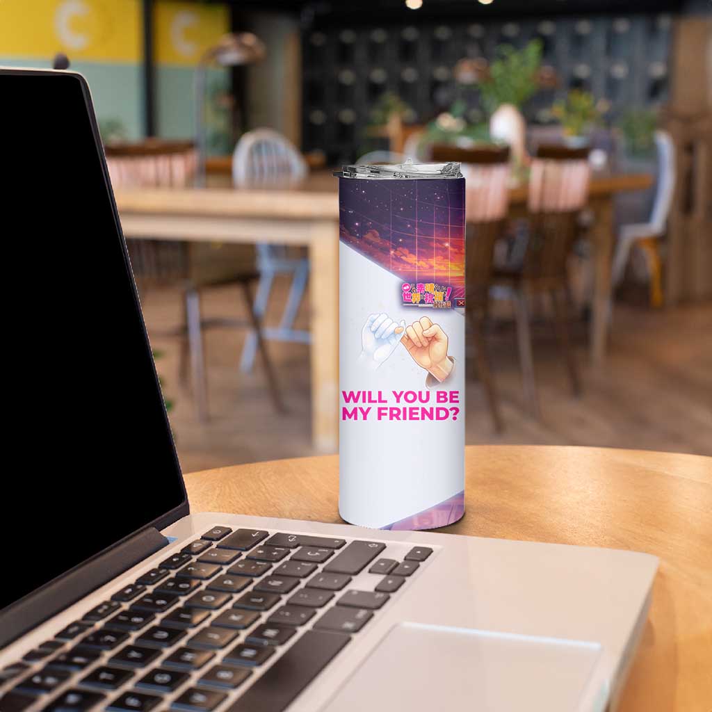 Friend Not Found Konosuba Tribute Skinny Tumbler Vaporwave Digital Nostalgia Style