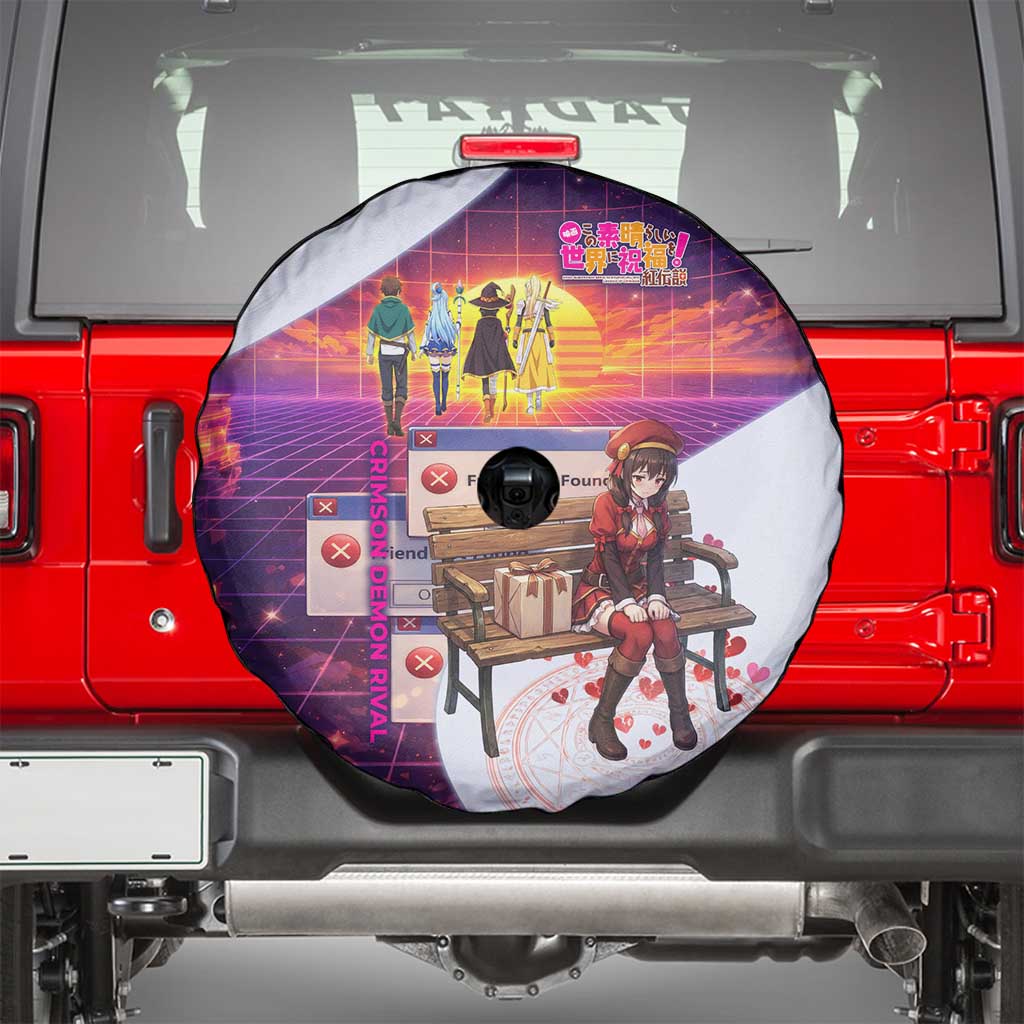 Friend Not Found Konosuba Tribute Spare Tire Cover Vaporwave Digital Nostalgia Style