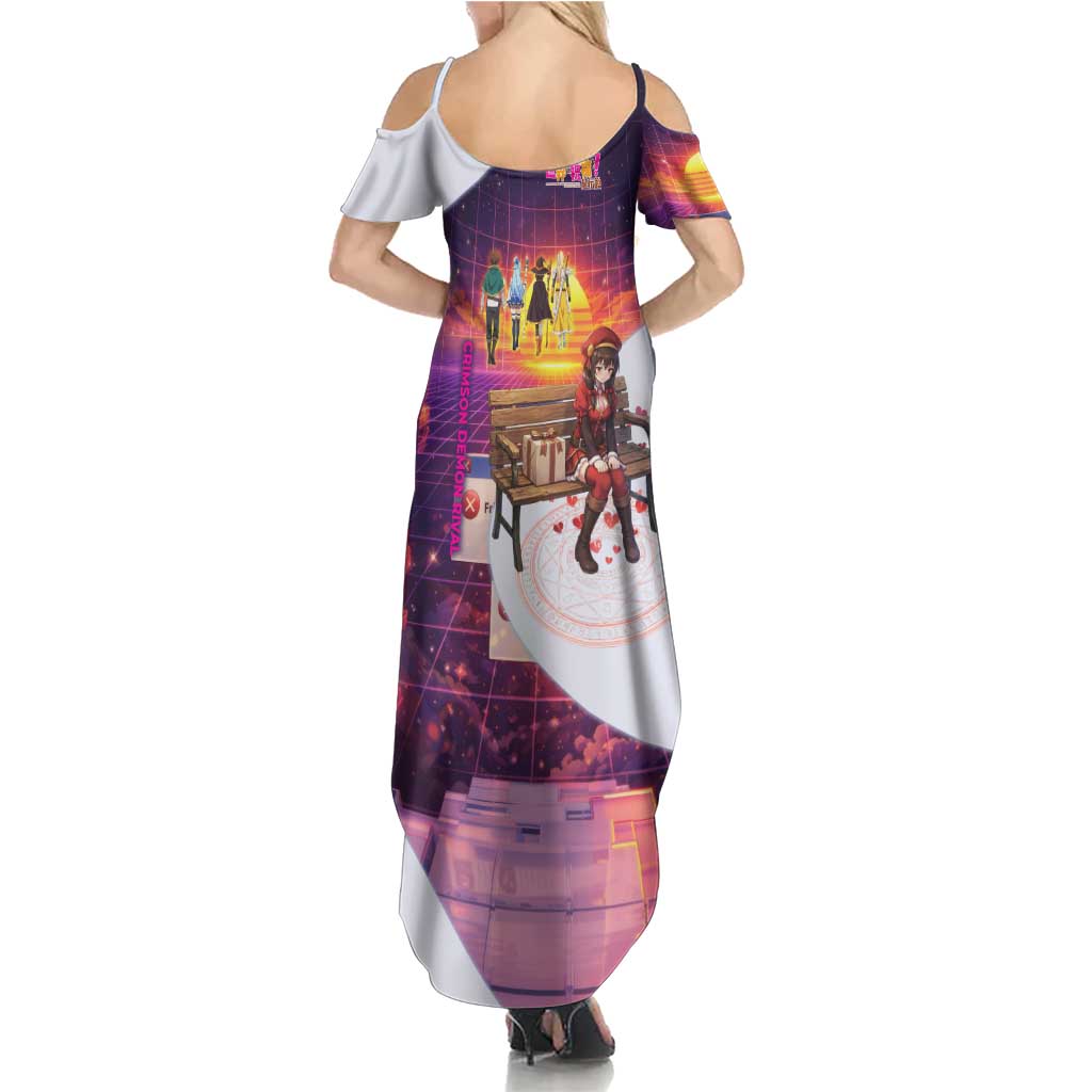 Friend Not Found Konosuba Tribute Summer Maxi Dress Vaporwave Digital Nostalgia Style
