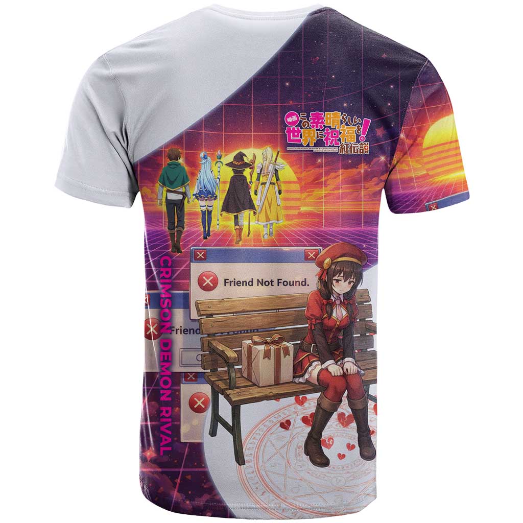 Friend Not Found Konosuba Tribute T Shirt Vaporwave Digital Nostalgia Style