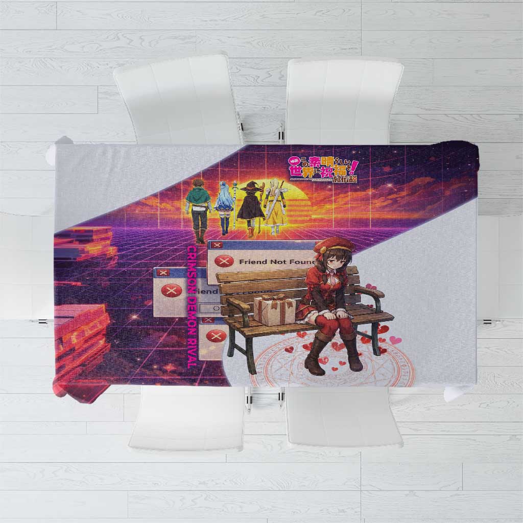 Friend Not Found Konosuba Tribute Tablecloth Vaporwave Digital Nostalgia Style