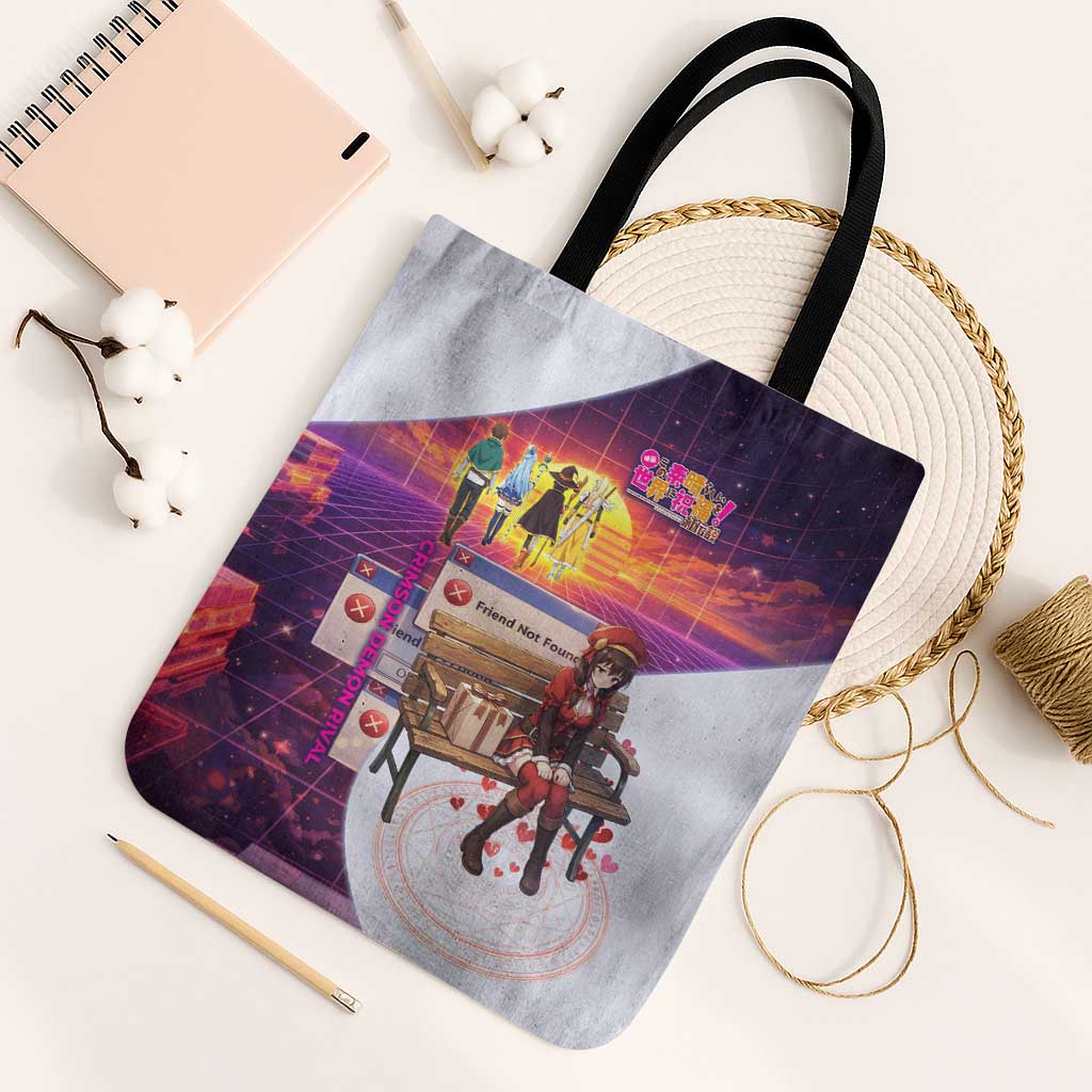 Friend Not Found Konosuba Tribute Tote Bag Vaporwave Digital Nostalgia Style