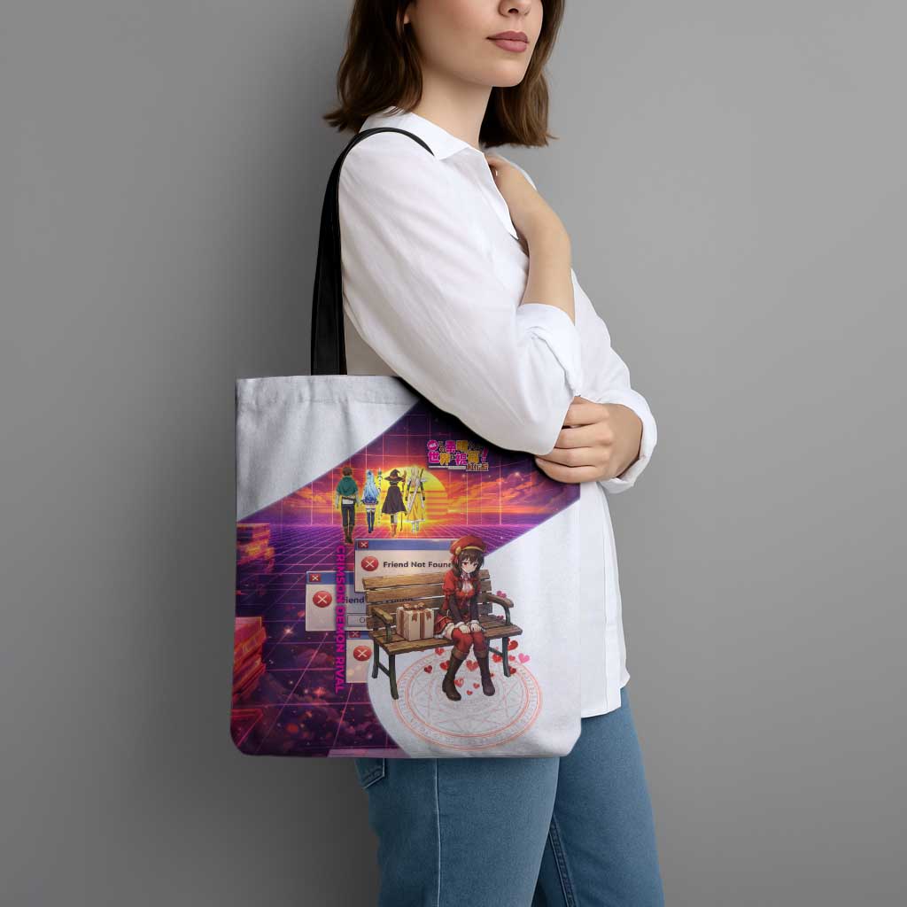 Friend Not Found Konosuba Tribute Tote Bag Vaporwave Digital Nostalgia Style