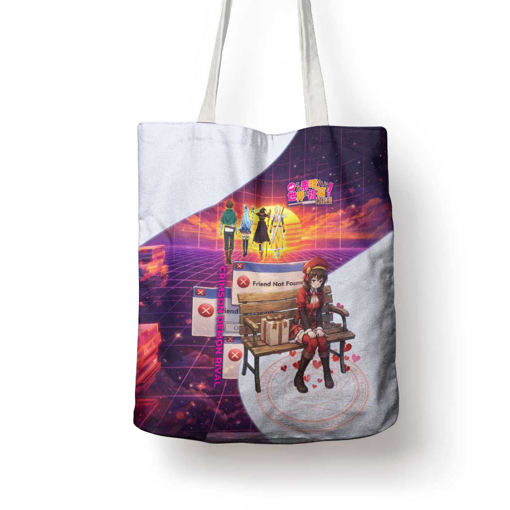 Friend Not Found Konosuba Tribute Tote Bag Vaporwave Digital Nostalgia Style