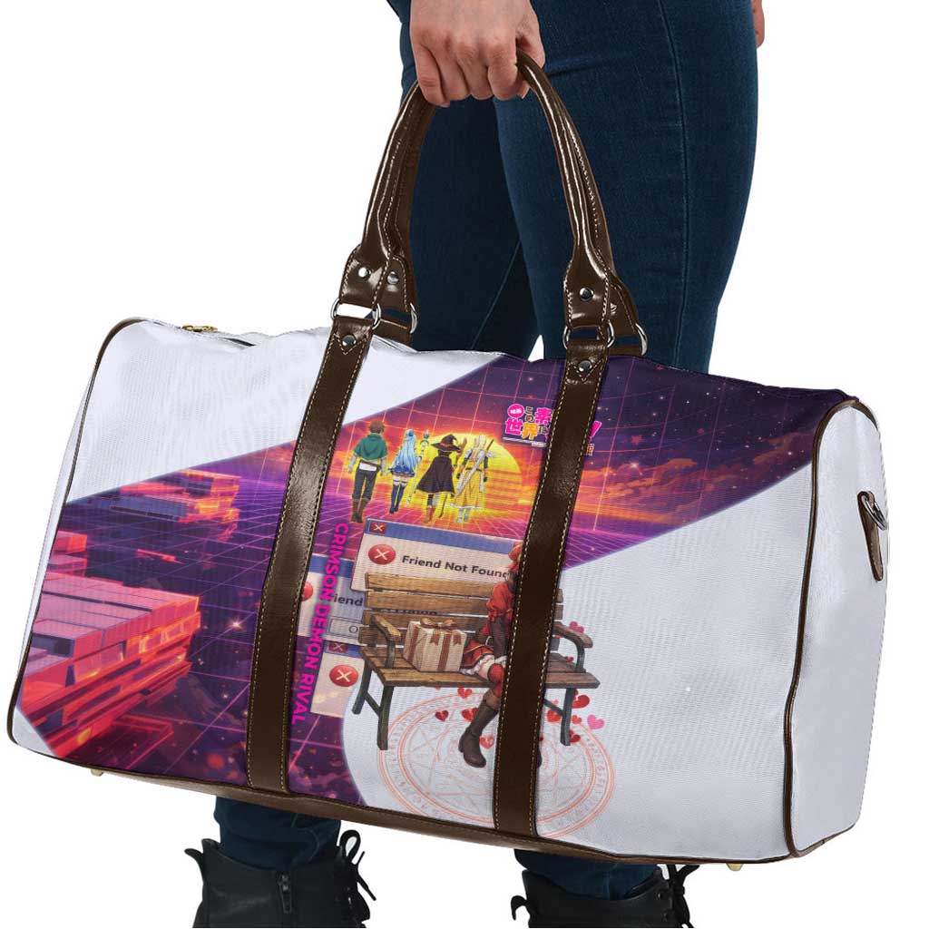 Friend Not Found Konosuba Tribute Travel Bag Vaporwave Digital Nostalgia Style