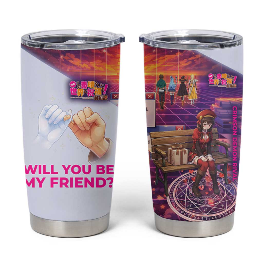 Friend Not Found Konosuba Tribute Tumbler Cup Vaporwave Digital Nostalgia Style