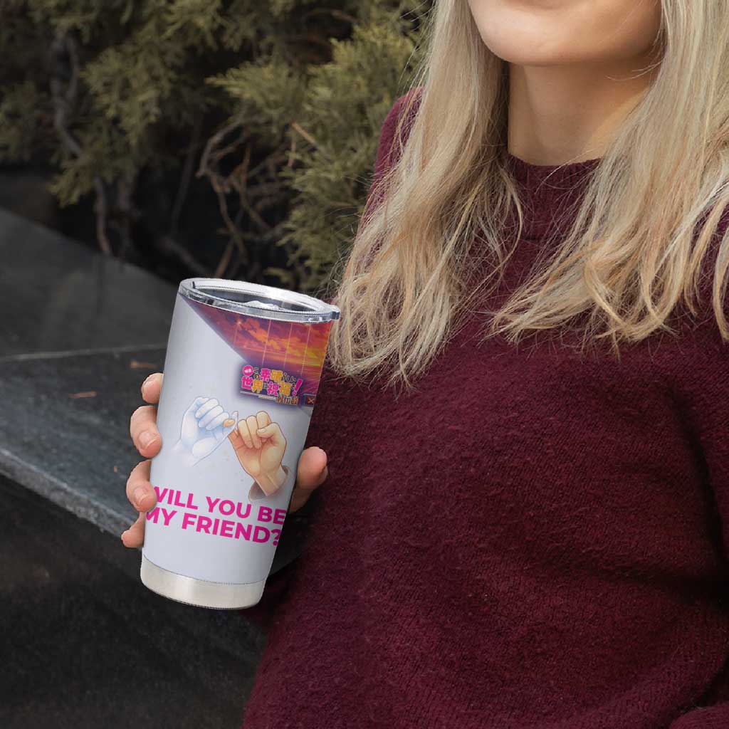 Friend Not Found Konosuba Tribute Tumbler Cup Vaporwave Digital Nostalgia Style