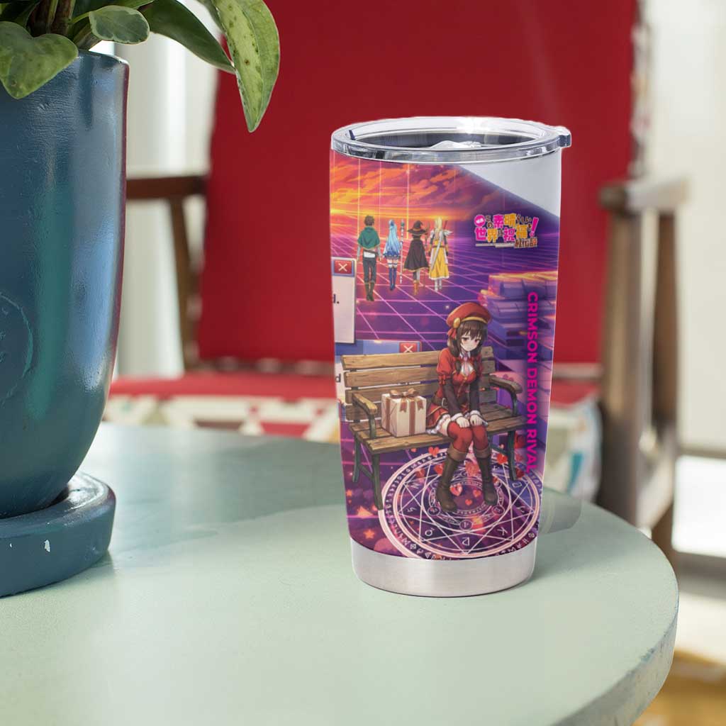 Friend Not Found Konosuba Tribute Tumbler Cup Vaporwave Digital Nostalgia Style