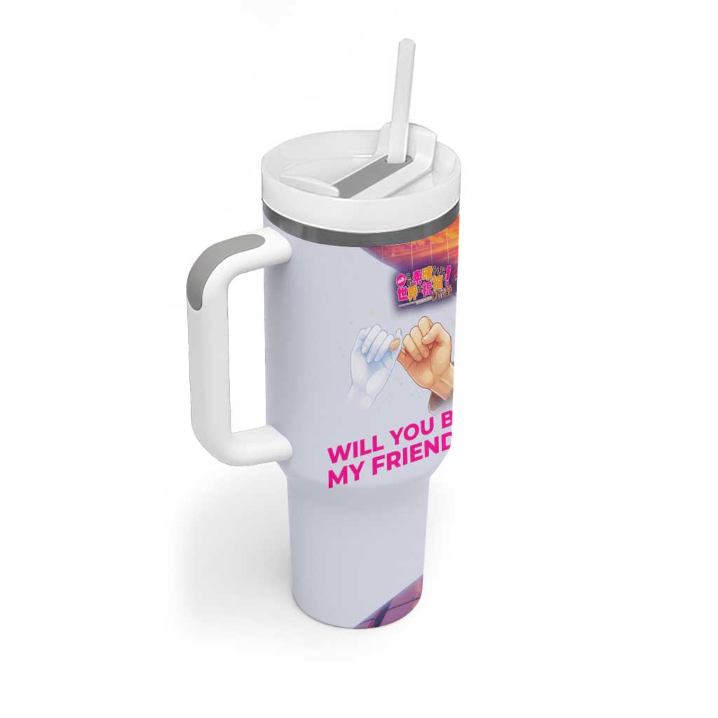 Friend Not Found Konosuba Tribute Tumbler With Handle Vaporwave Digital Nostalgia Style