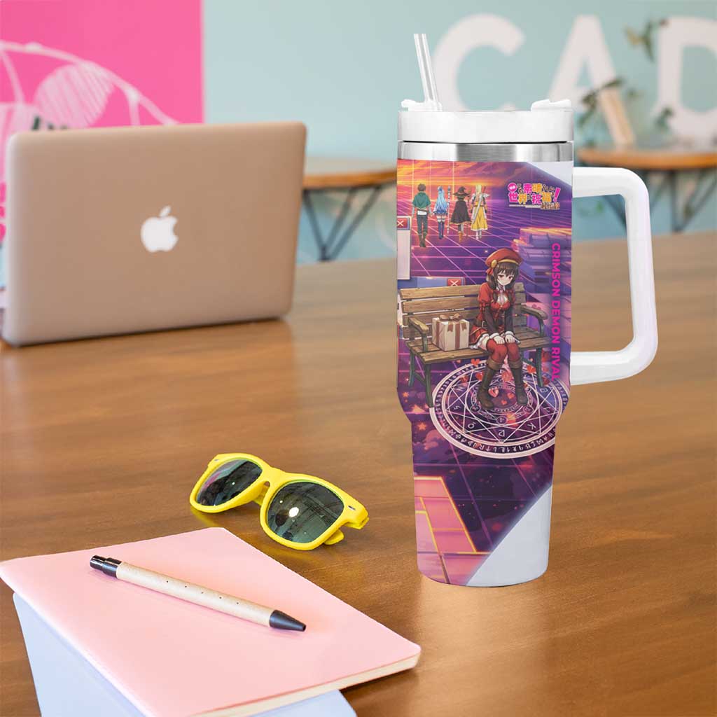 Friend Not Found Konosuba Tribute Tumbler With Handle Vaporwave Digital Nostalgia Style