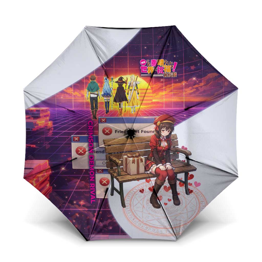 Friend Not Found Konosuba Tribute Umbrella Vaporwave Digital Nostalgia Style
