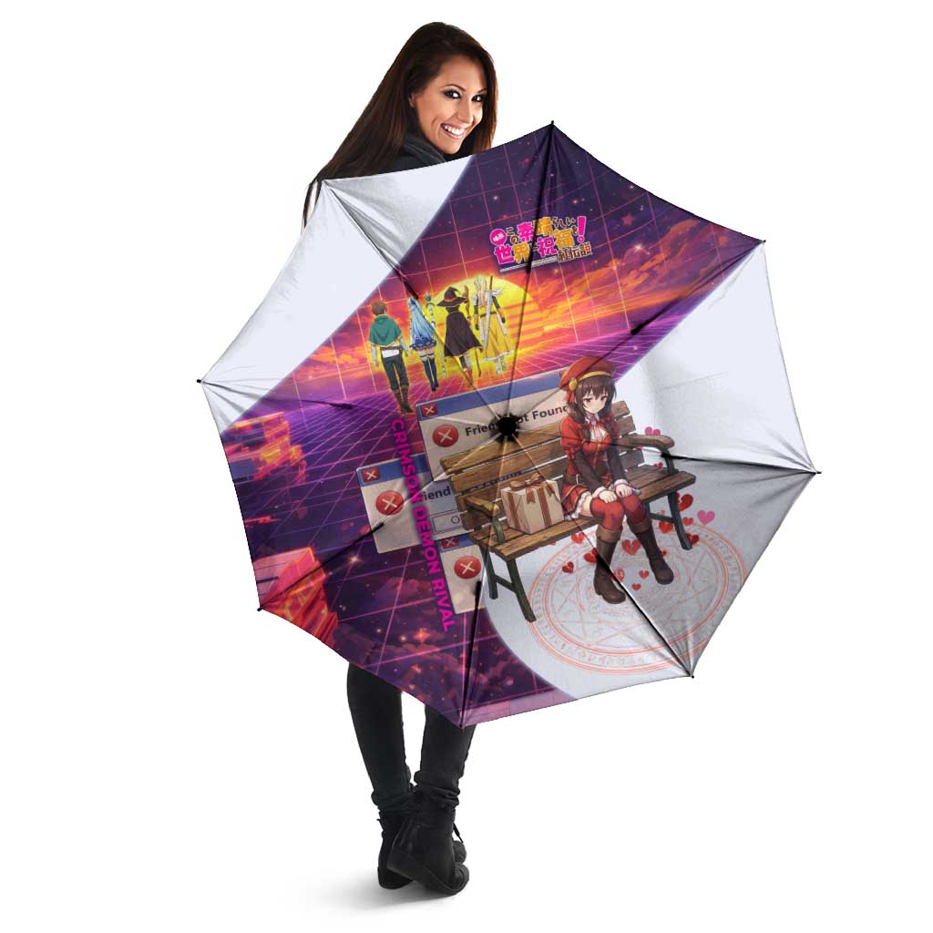 Friend Not Found Konosuba Tribute Umbrella Vaporwave Digital Nostalgia Style
