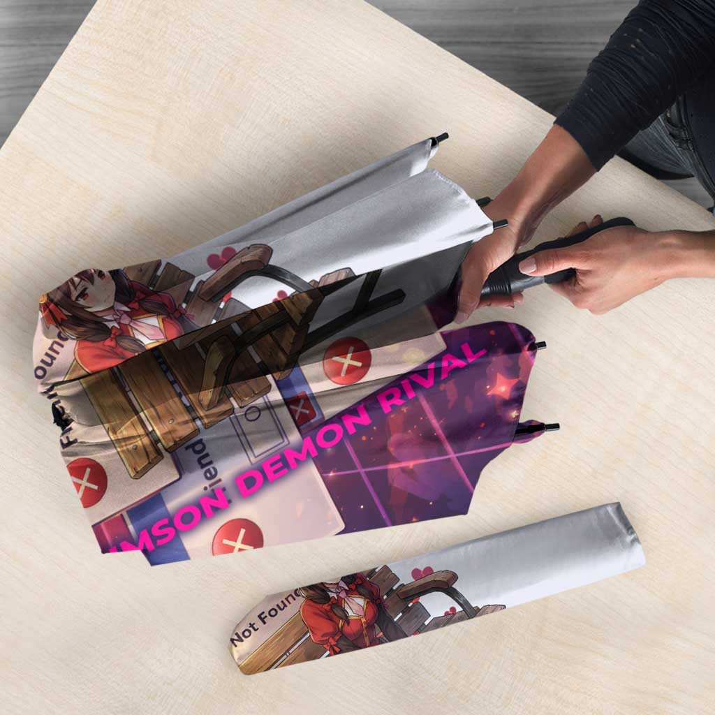 Friend Not Found Konosuba Tribute Umbrella Vaporwave Digital Nostalgia Style
