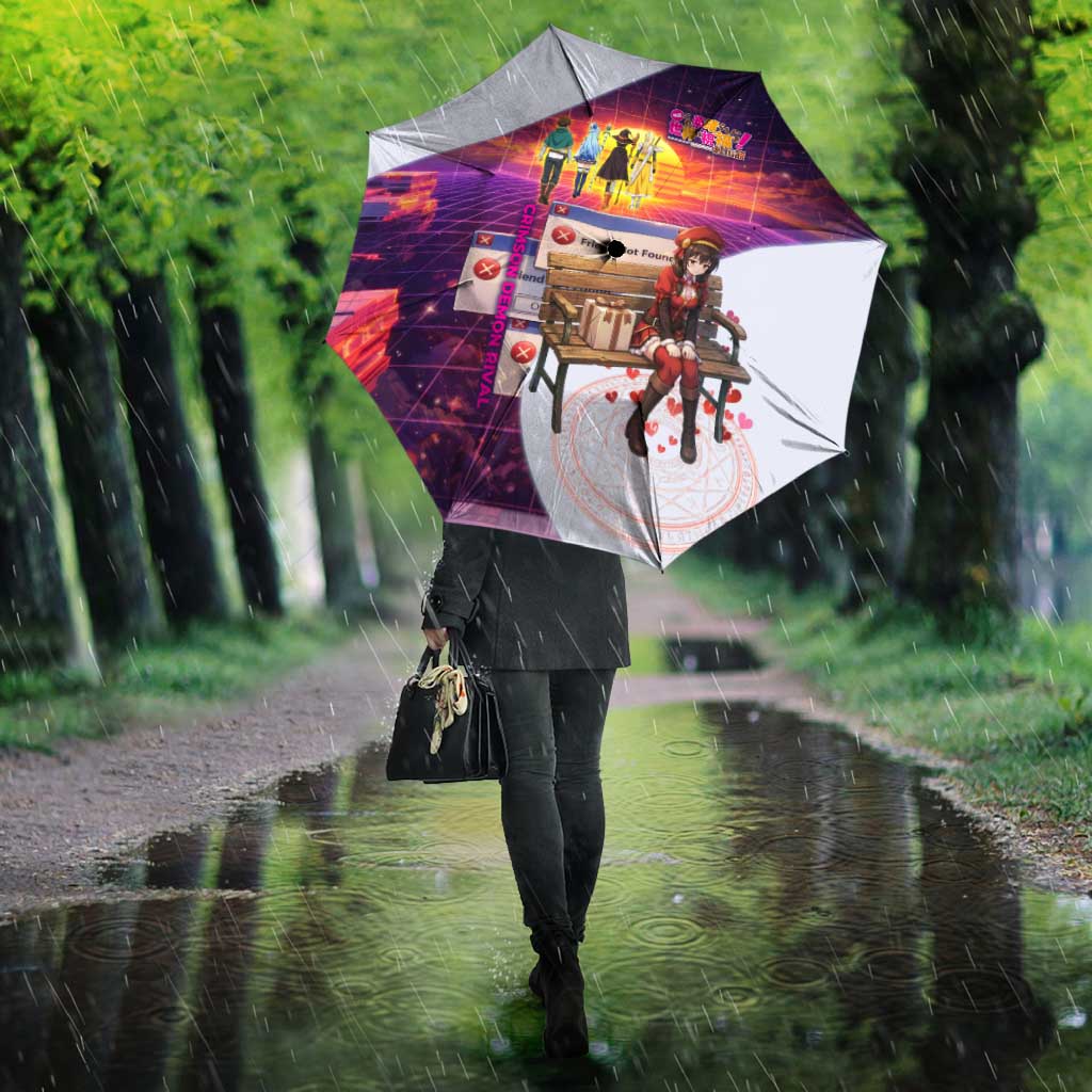 Friend Not Found Konosuba Tribute Umbrella Vaporwave Digital Nostalgia Style