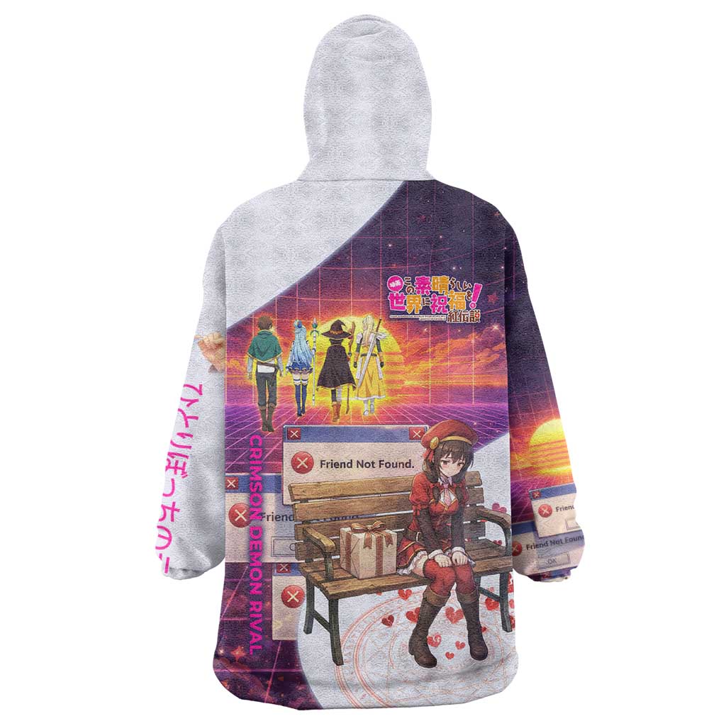 Friend Not Found Konosuba Tribute Wearable Blanket Hoodie Vaporwave Digital Nostalgia Style