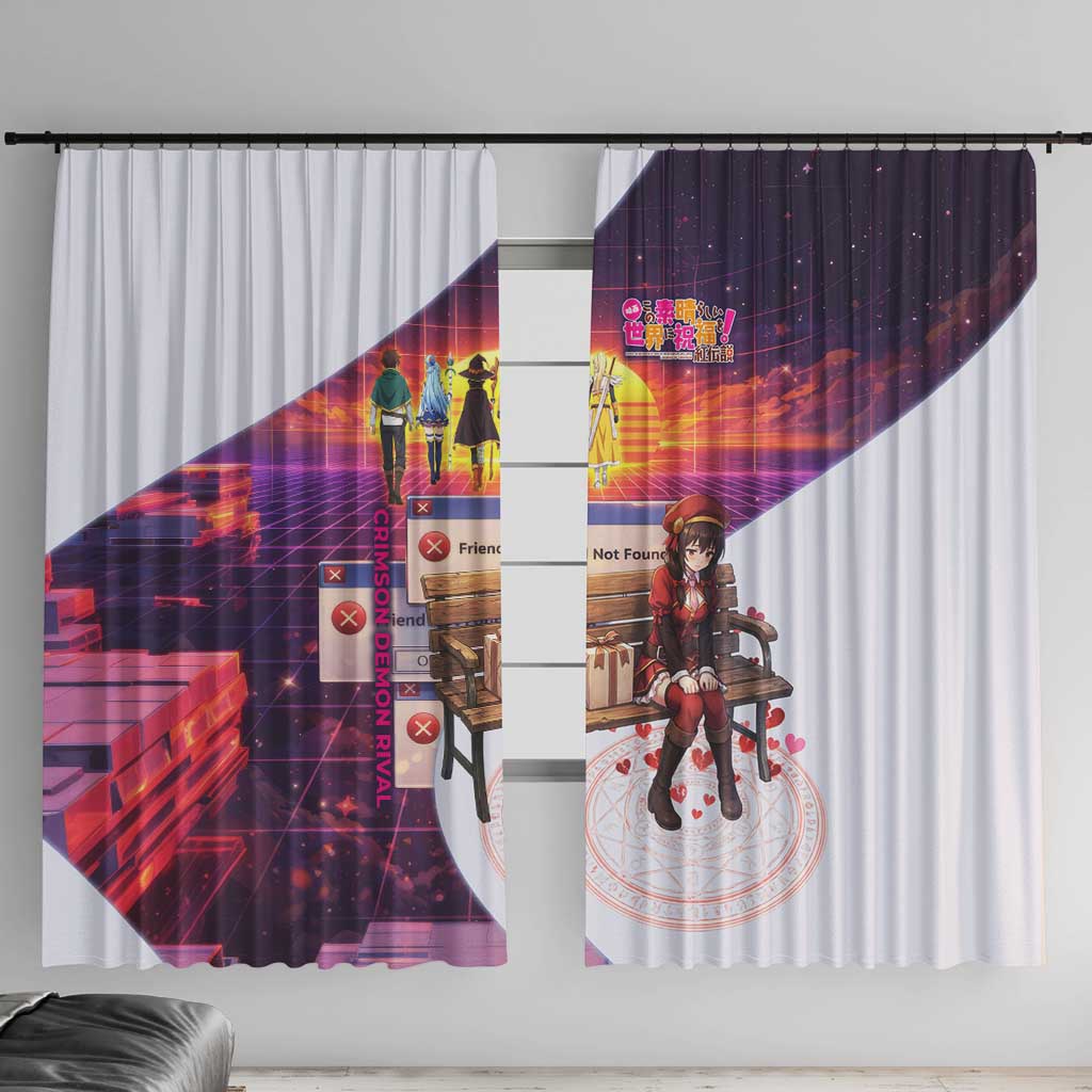 Friend Not Found Konosuba Tribute Window Curtain Vaporwave Digital Nostalgia Style