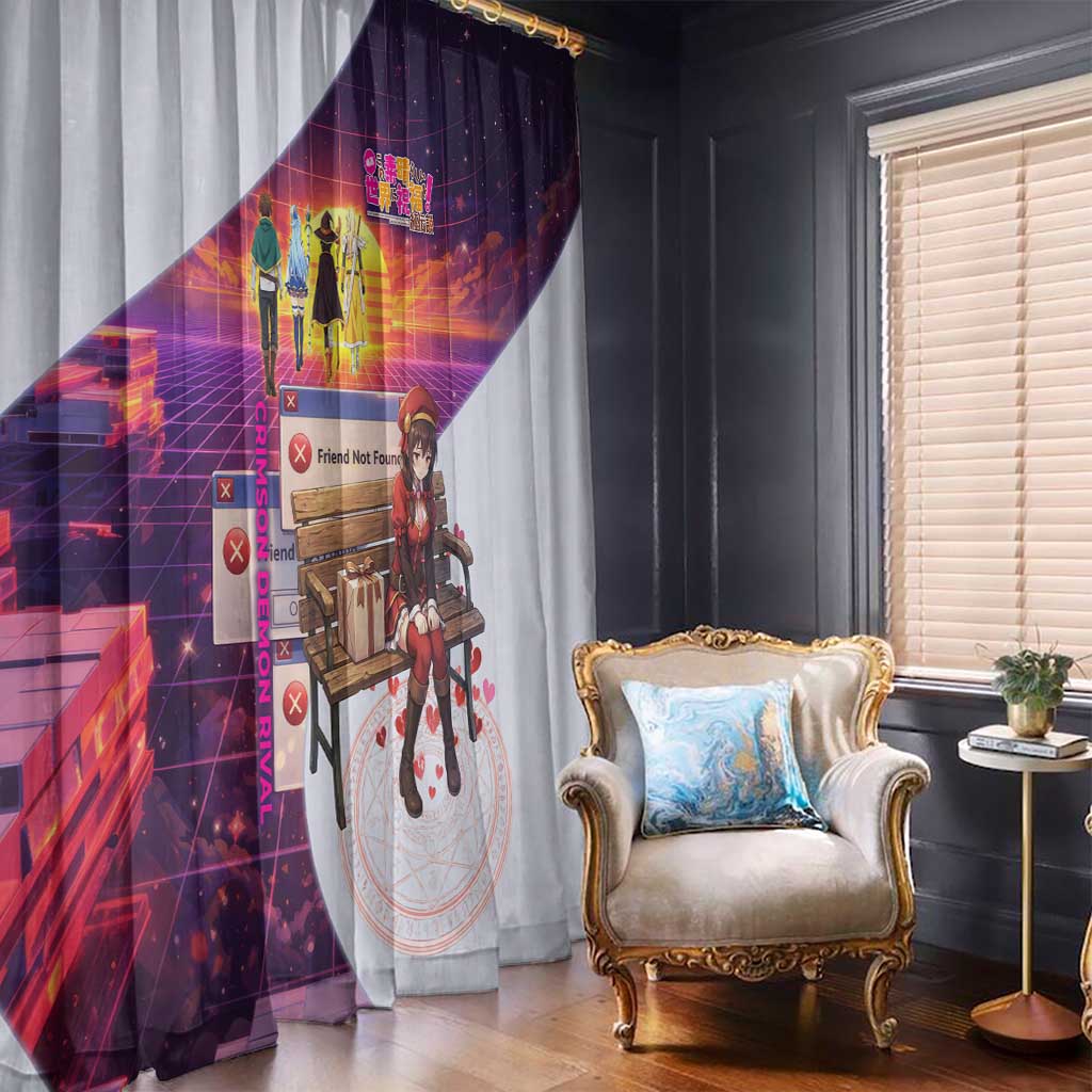 Friend Not Found Konosuba Tribute Window Curtain Vaporwave Digital Nostalgia Style