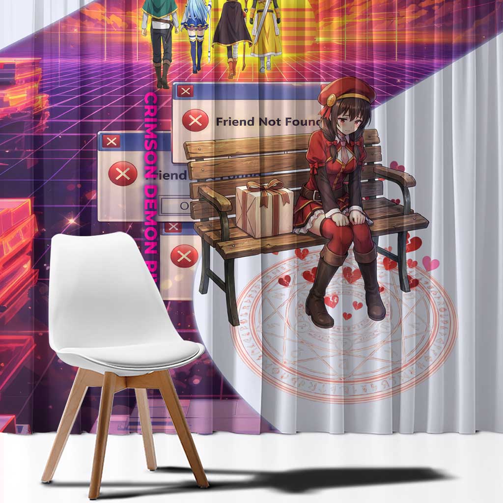 Friend Not Found Konosuba Tribute Window Curtain Vaporwave Digital Nostalgia Style