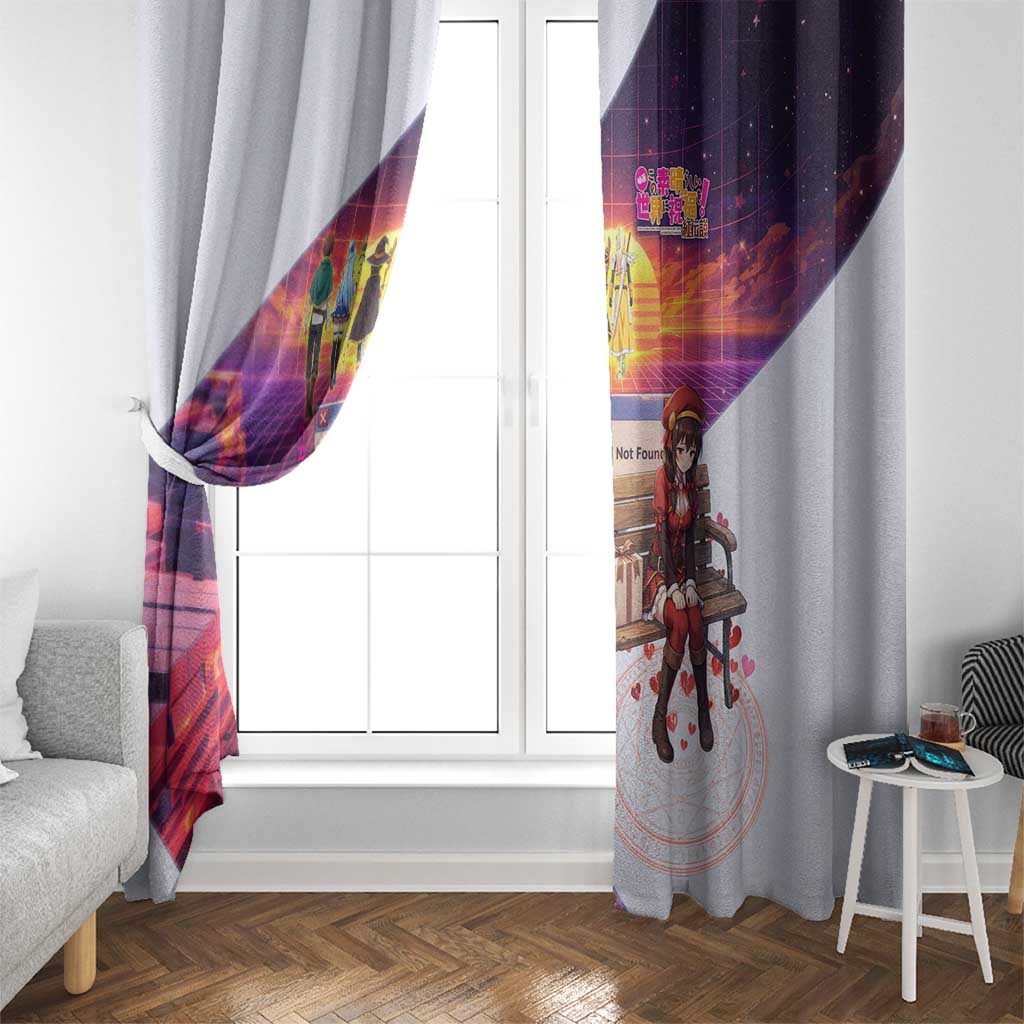 Friend Not Found Konosuba Tribute Window Curtain Vaporwave Digital Nostalgia Style
