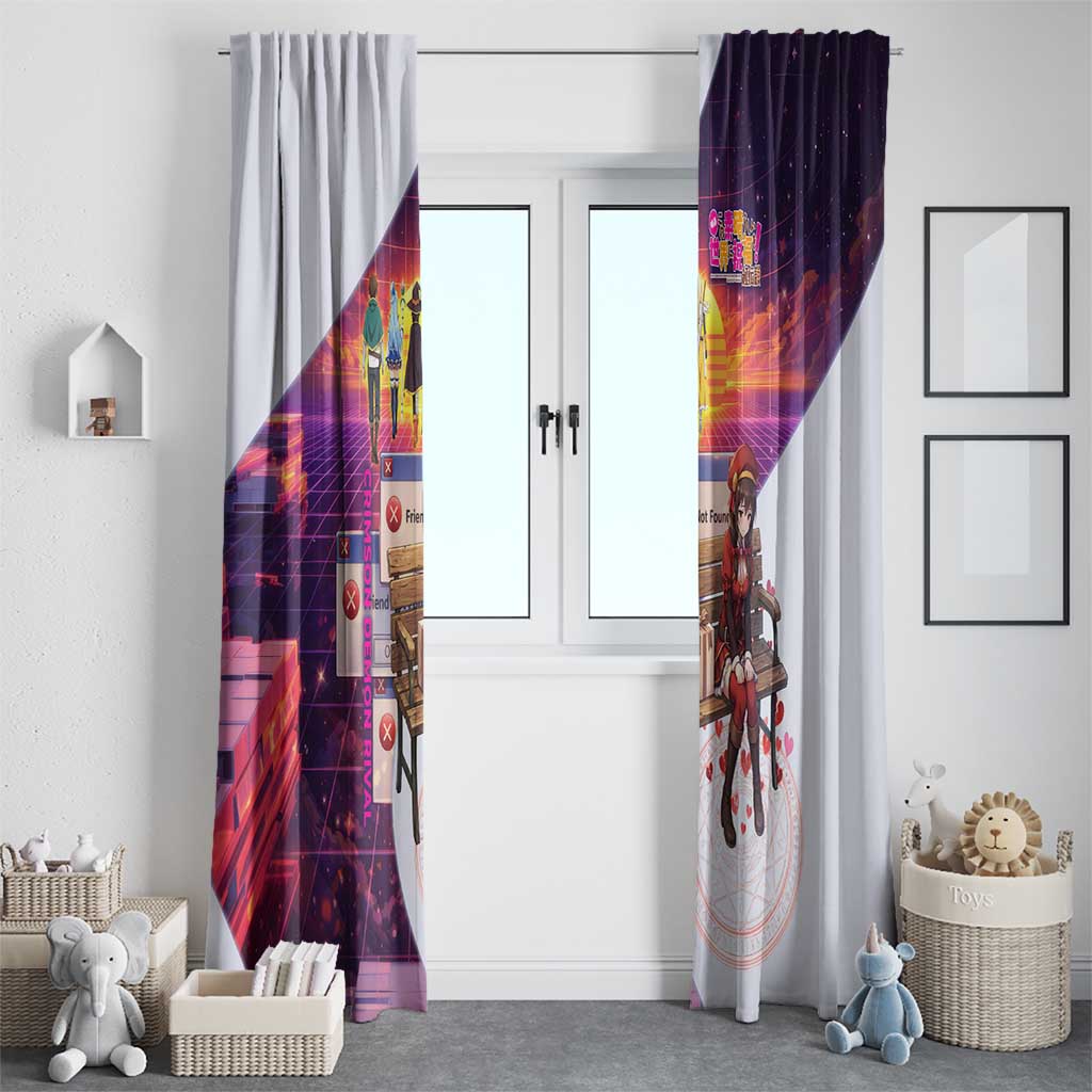 Friend Not Found Konosuba Tribute Window Curtain Vaporwave Digital Nostalgia Style