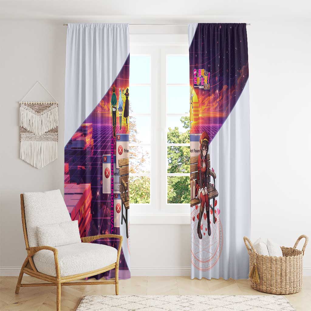 Friend Not Found Konosuba Tribute Window Curtain Vaporwave Digital Nostalgia Style