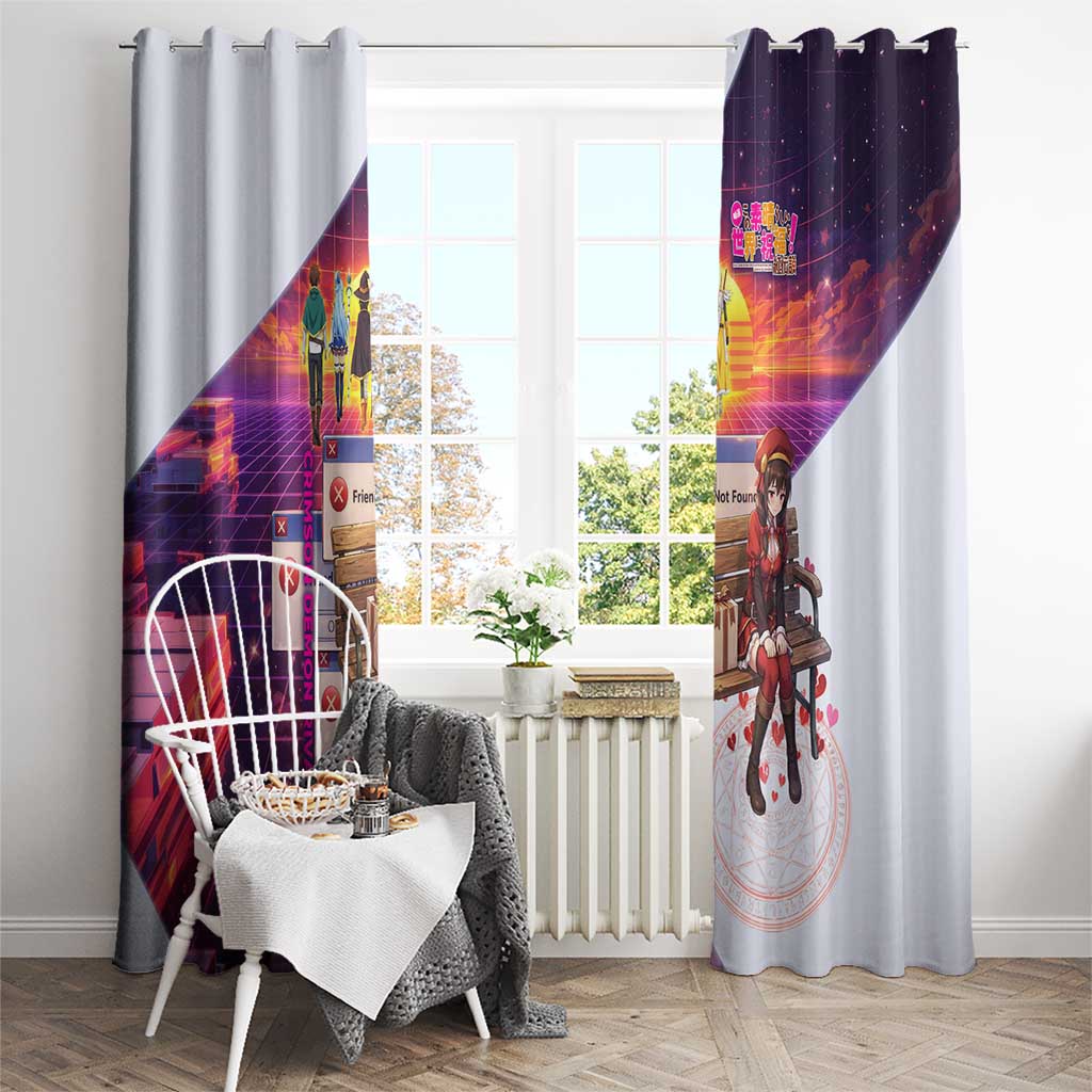 Friend Not Found Konosuba Tribute Window Curtain Vaporwave Digital Nostalgia Style