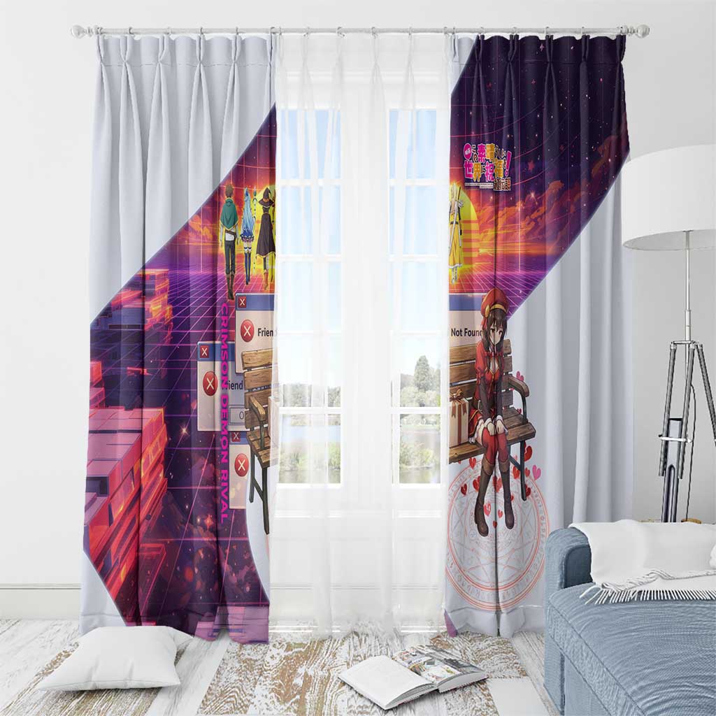 Friend Not Found Konosuba Tribute Window Curtain Vaporwave Digital Nostalgia Style