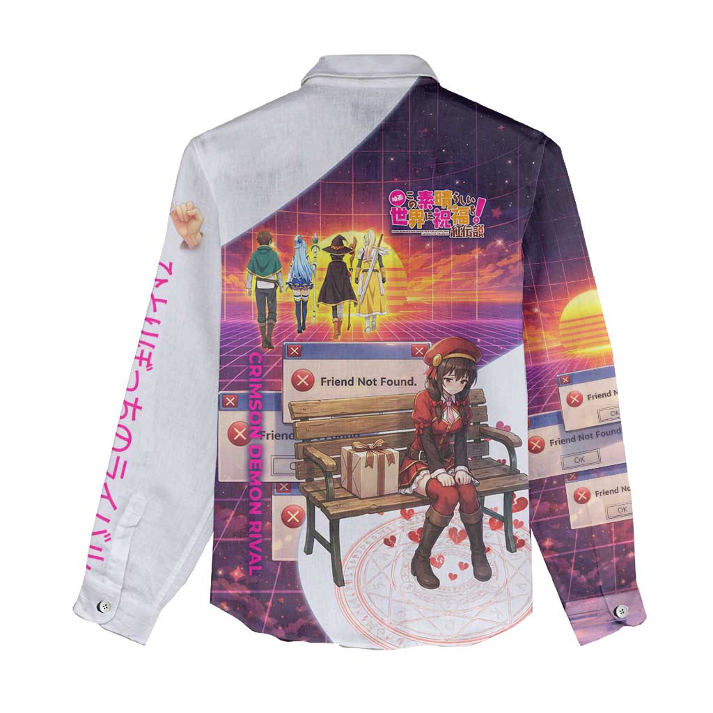 Friend Not Found Konosuba Tribute Women Casual Shirt Vaporwave Digital Nostalgia Style