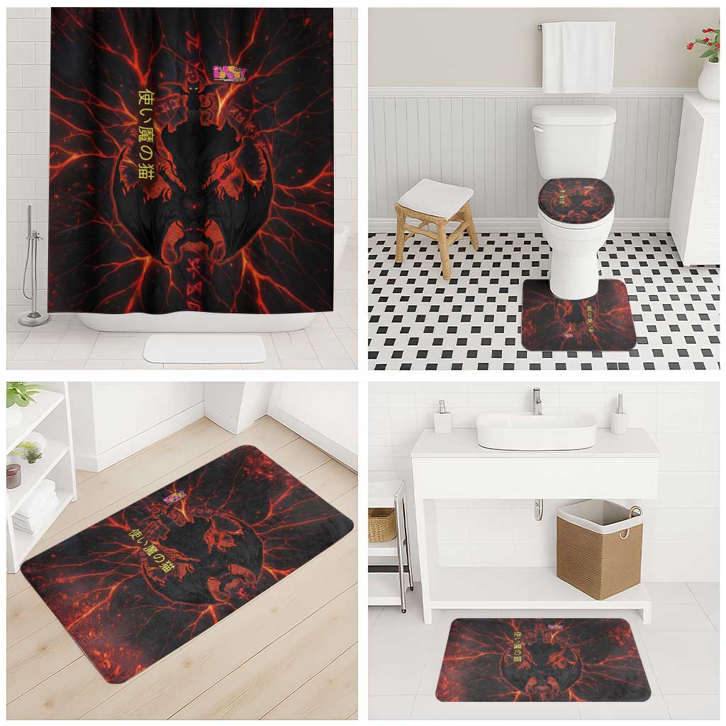 Chomosuke Demon Familiar Bathroom Set Infernal Rune Flame Art Style