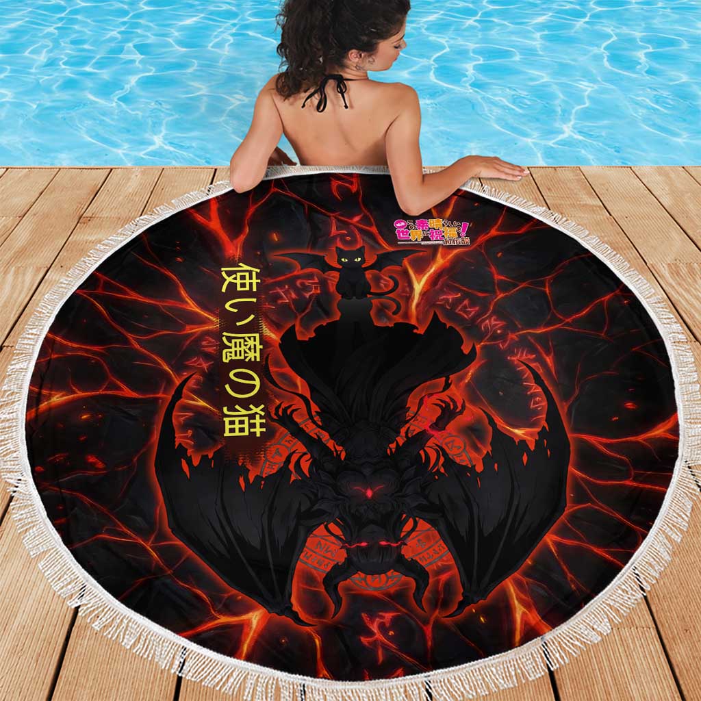 Chomosuke Demon Familiar Beach Blanket Infernal Rune Flame Art Style