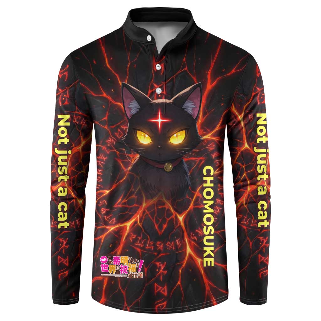 Chomosuke Demon Familiar Button Sweatshirt Infernal Rune Flame Art Style