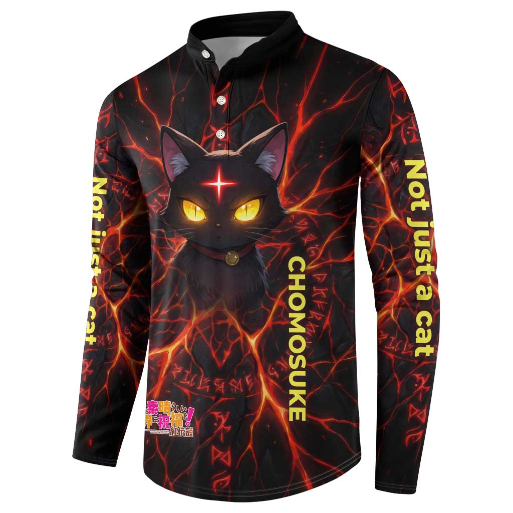Chomosuke Demon Familiar Button Sweatshirt Infernal Rune Flame Art Style