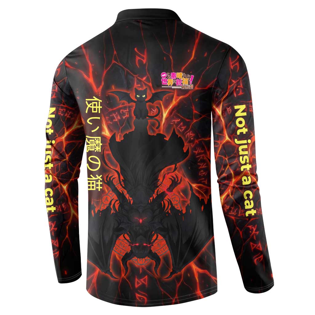 Chomosuke Demon Familiar Button Sweatshirt Infernal Rune Flame Art Style