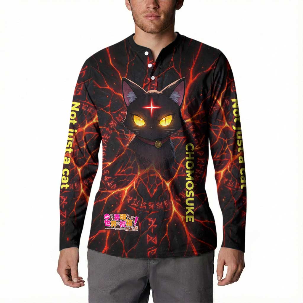 Chomosuke Demon Familiar Button Sweatshirt Infernal Rune Flame Art Style