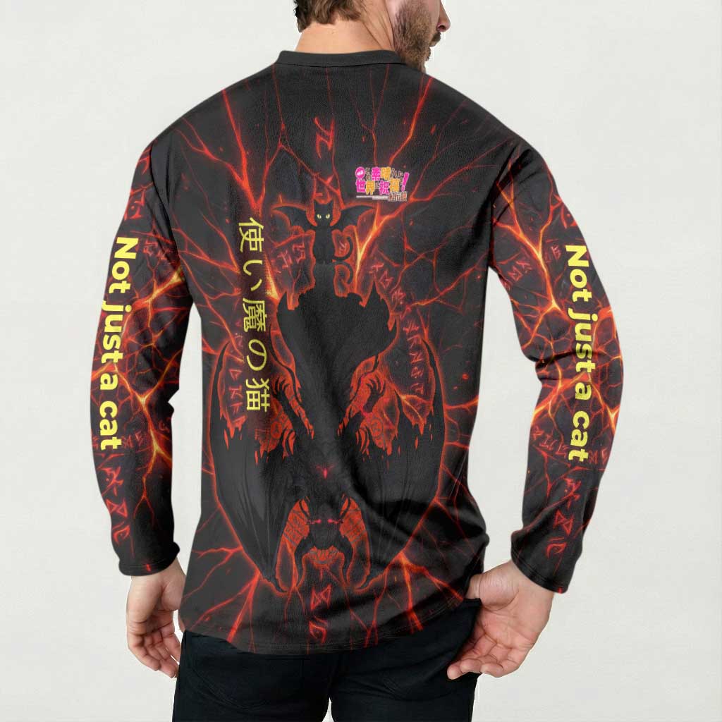 Chomosuke Demon Familiar Button Sweatshirt Infernal Rune Flame Art Style