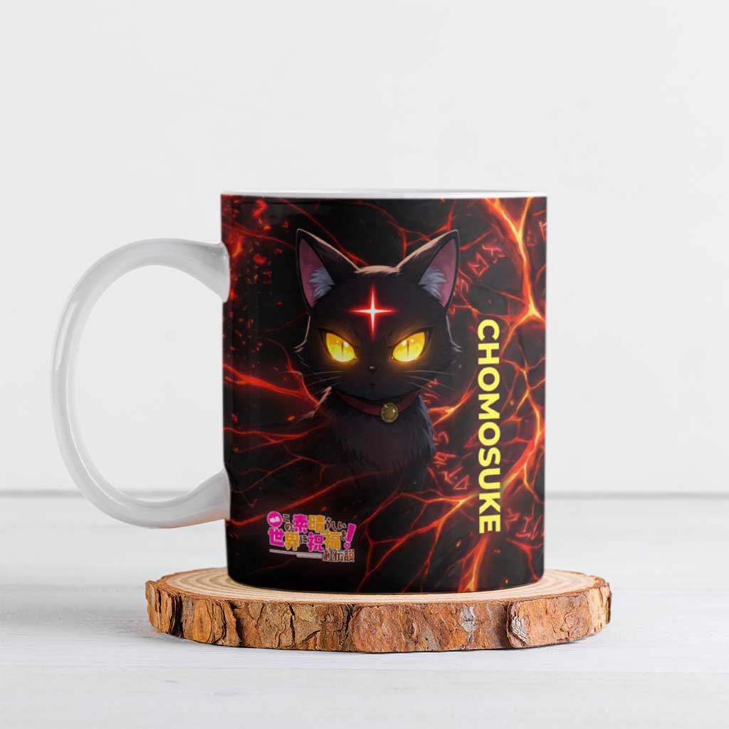 Chomosuke Demon Familiar Ceramic Mug Infernal Rune Flame Art Style