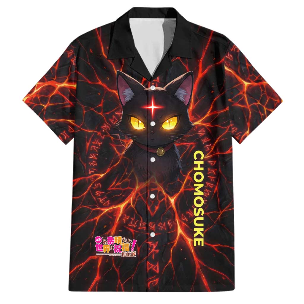 Chomosuke Demon Familiar Family Matching Off The Shoulder Long Sleeve Dress and Hawaiian Shirt Infernal Rune Flame Art Style