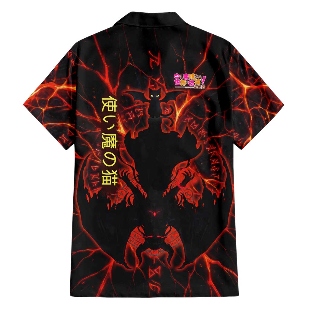 Chomosuke Demon Familiar Family Matching Off Shoulder Maxi Dress and Hawaiian Shirt Infernal Rune Flame Art Style