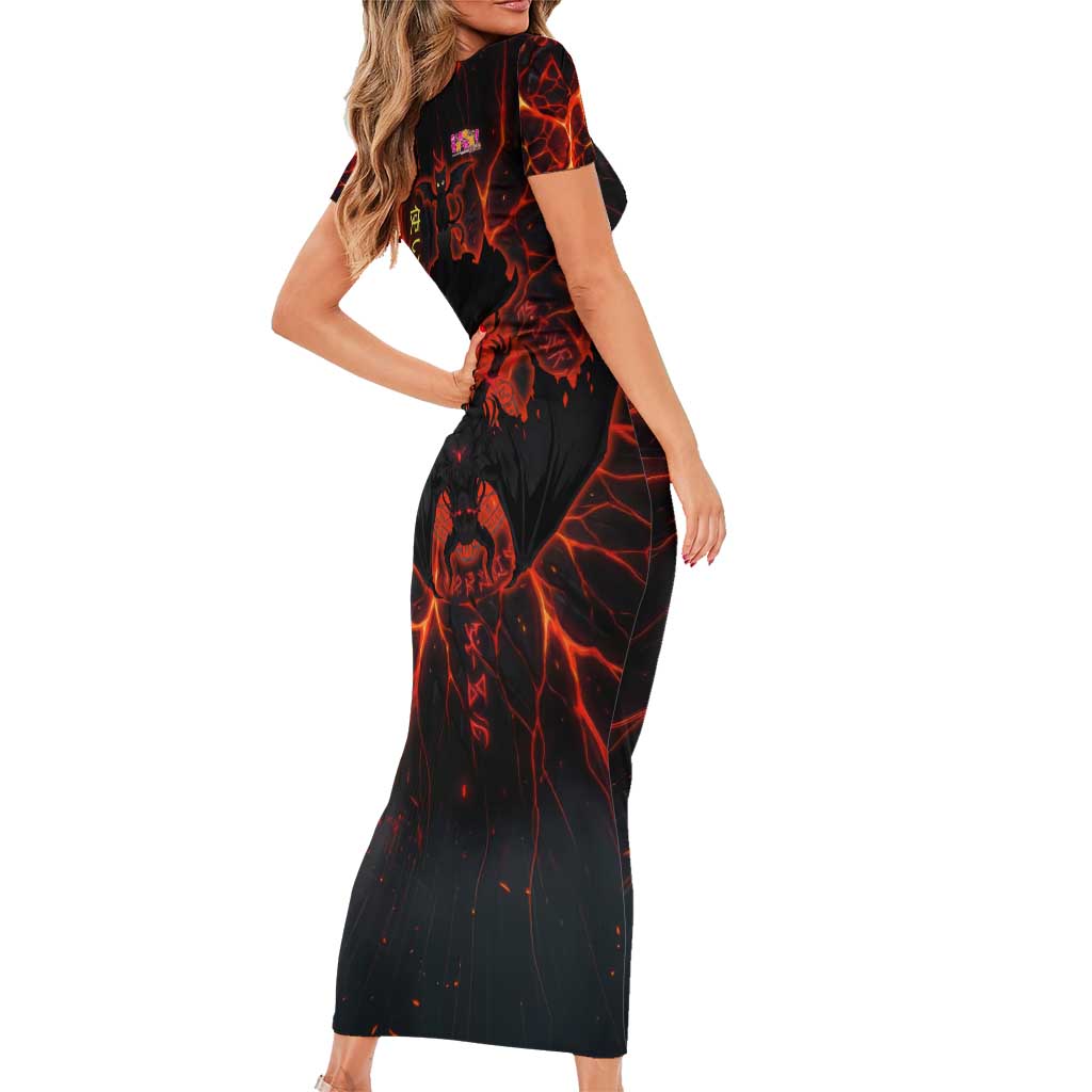 Chomosuke Demon Familiar Family Matching Short Sleeve Bodycon Dress and Hawaiian Shirt Infernal Rune Flame Art Style