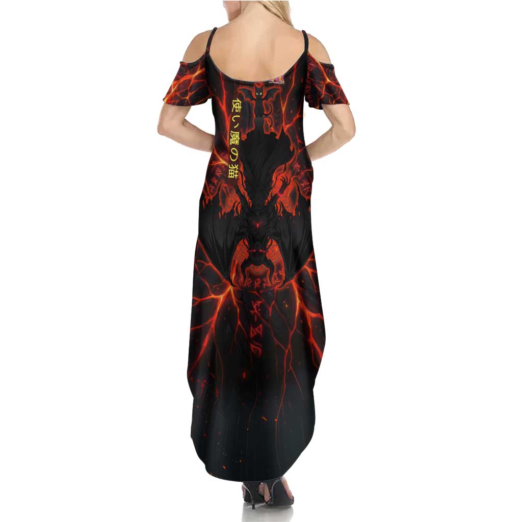 Chomosuke Demon Familiar Family Matching Summer Maxi Dress and Hawaiian Shirt Infernal Rune Flame Art Style
