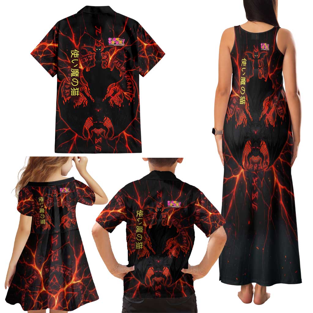 Chomosuke Demon Familiar Family Matching Tank Maxi Dress and Hawaiian Shirt Infernal Rune Flame Art Style