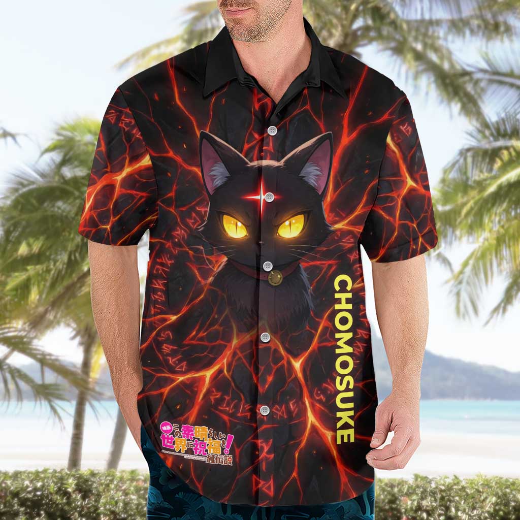 Chomosuke Demon Familiar Hawaiian Shirt Infernal Rune Flame Art Style