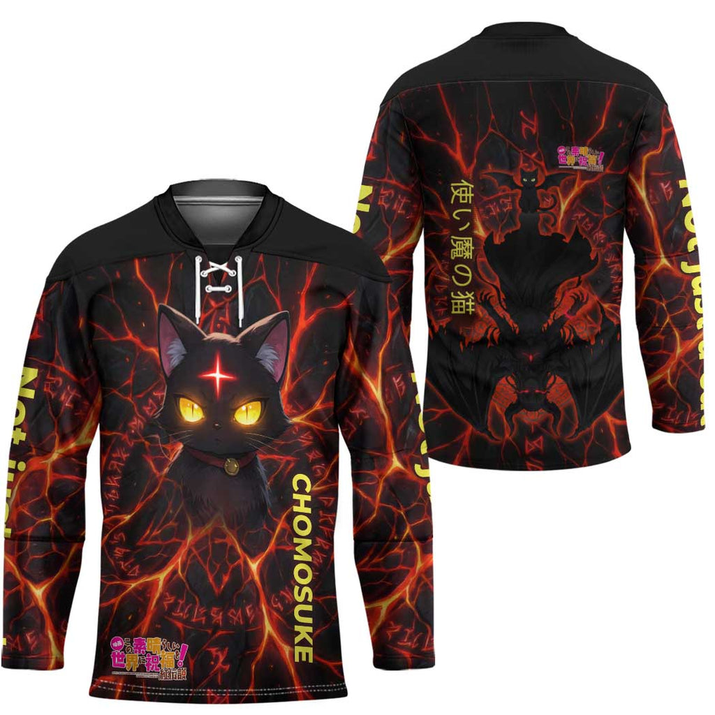 Chomosuke Demon Familiar Hockey Jersey Infernal Rune Flame Art Style
