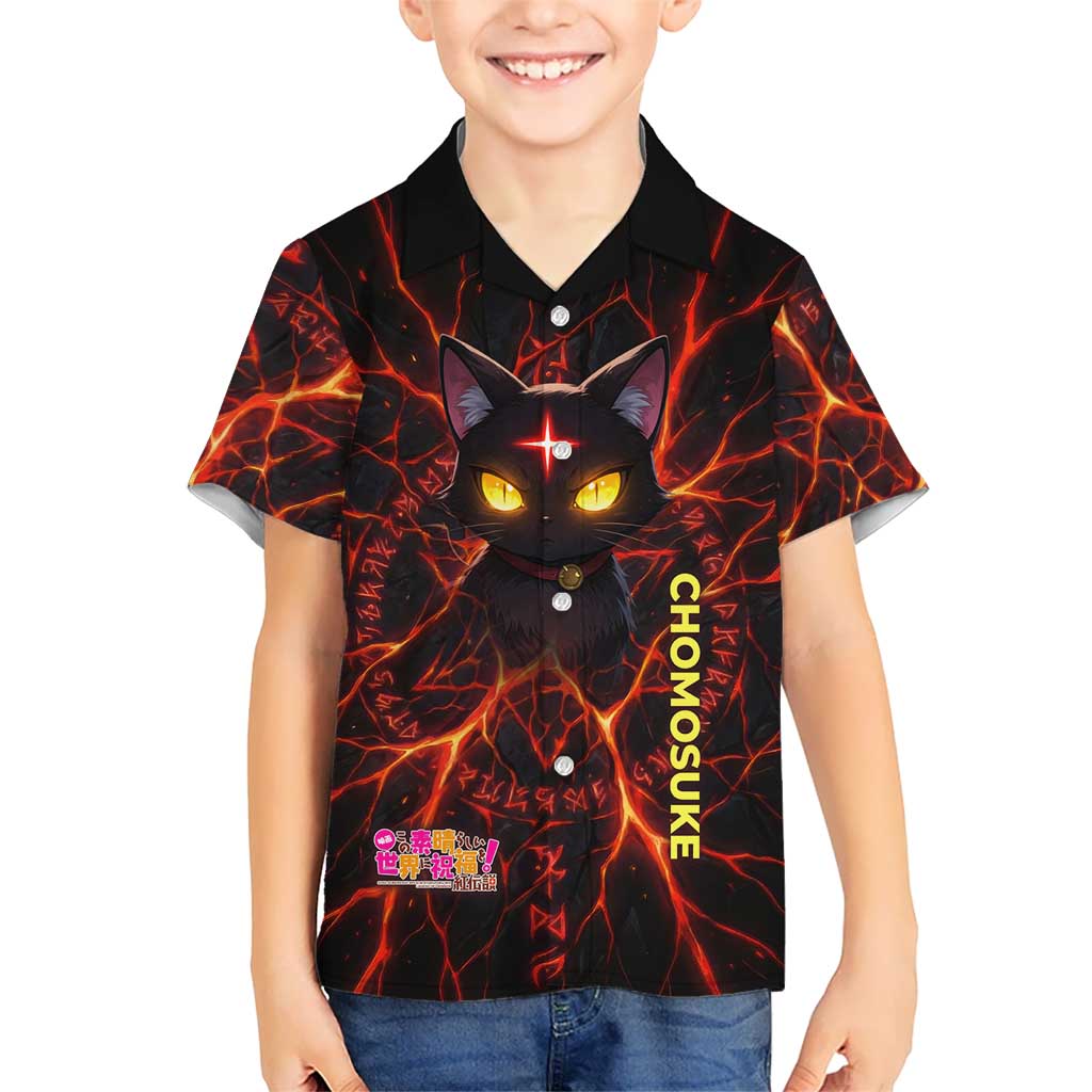 Chomosuke Demon Familiar Kid Hawaiian Shirt Infernal Rune Flame Art Style