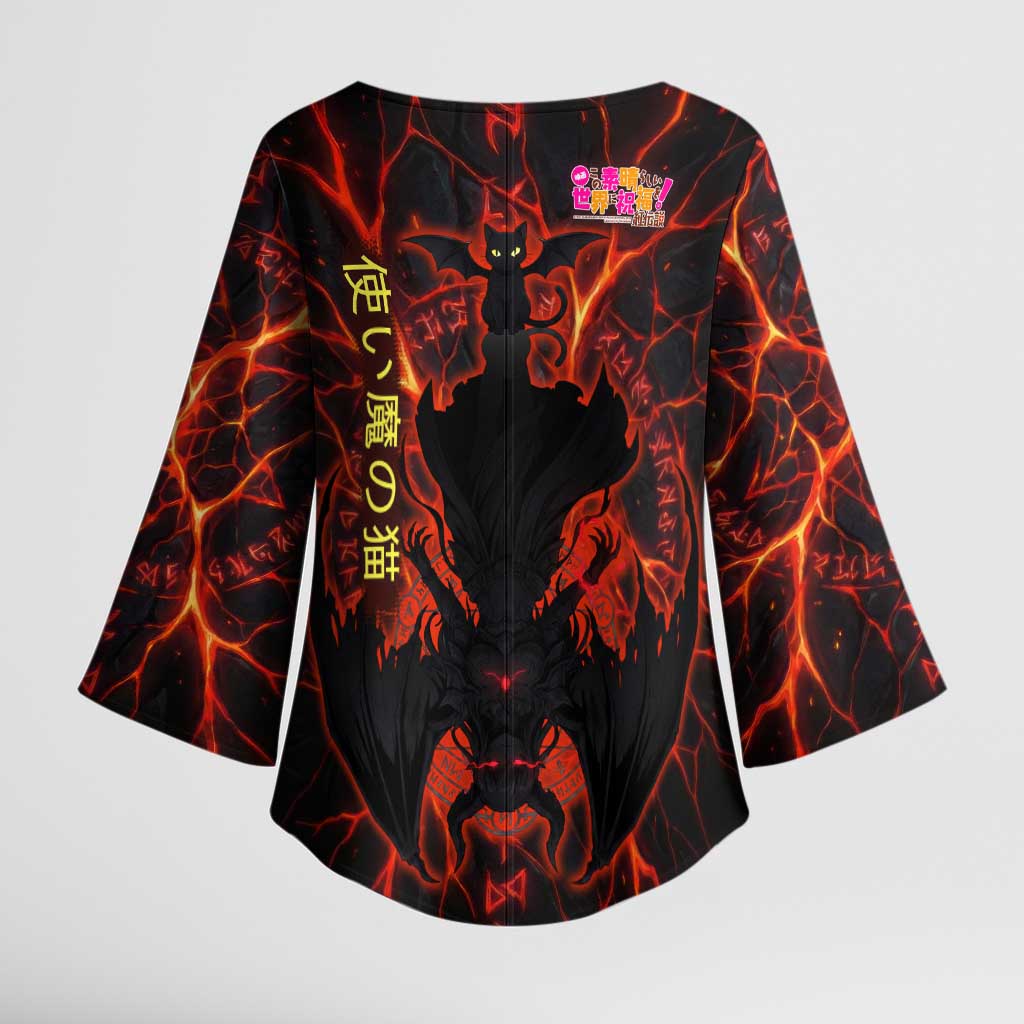 Chomosuke Demon Familiar Kimono Sleeve Blouse Infernal Rune Flame Art Style