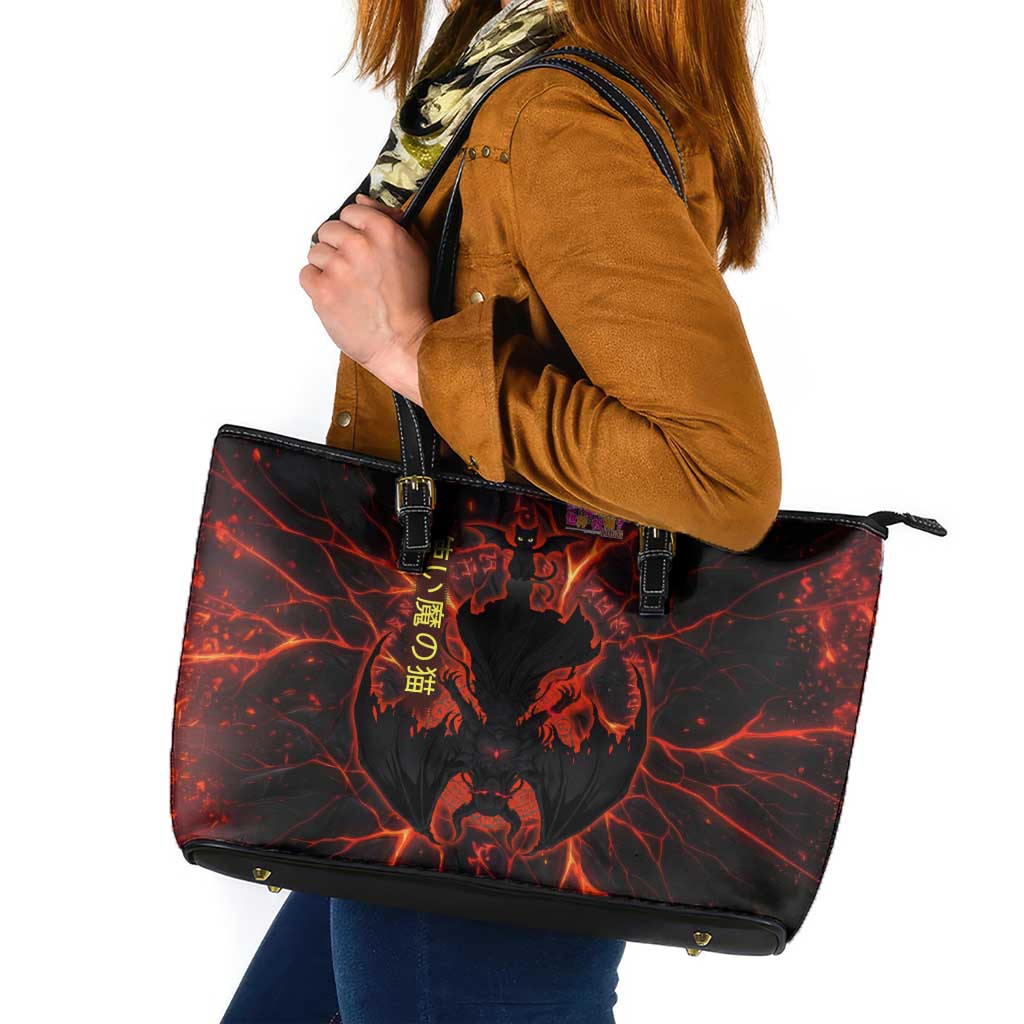 Chomosuke Demon Familiar Leather Tote Bag Infernal Rune Flame Art Style