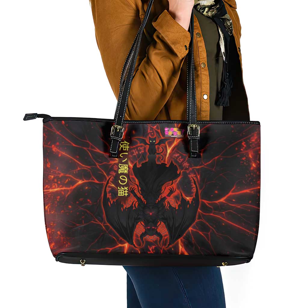 Chomosuke Demon Familiar Leather Tote Bag Infernal Rune Flame Art Style