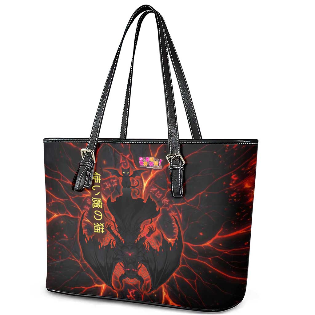 Chomosuke Demon Familiar Leather Tote Bag Infernal Rune Flame Art Style